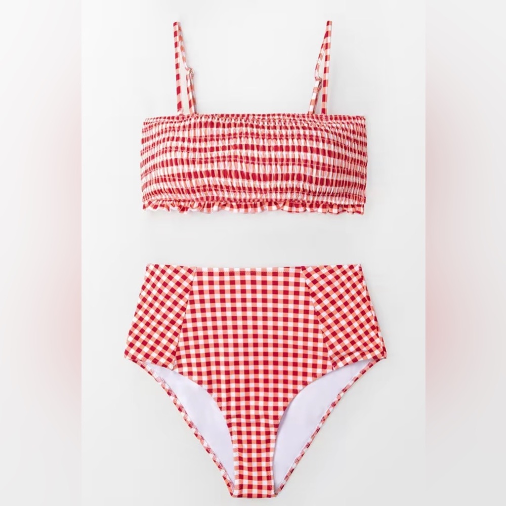 NWT- size small gingham red high waist swim suit from cupshe.